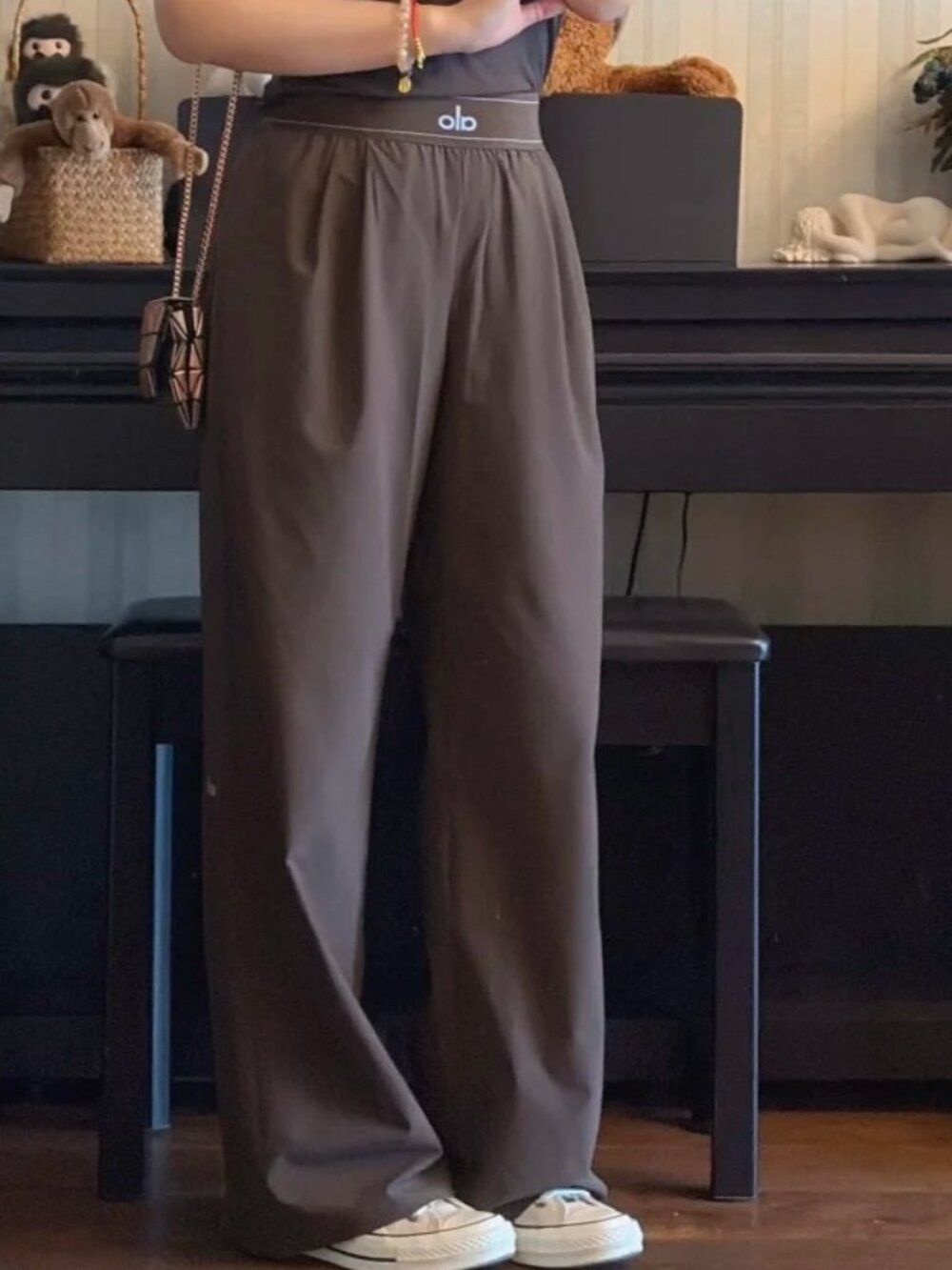NWT 😘 Alo Yoga Espresso Brown Suit Up Trouser Wide Leg Pants 🎁 30” Inseam